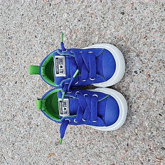 Converse No Time To Lace Tie Slip On Low Top Sneakers Royal Blue & Green - Picture 2 of 9